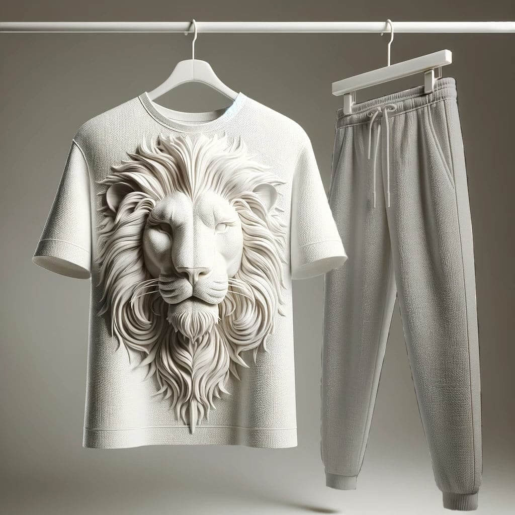 White Beast Lion T-Shirt and Jogger Tracksuit Set – Pure Power