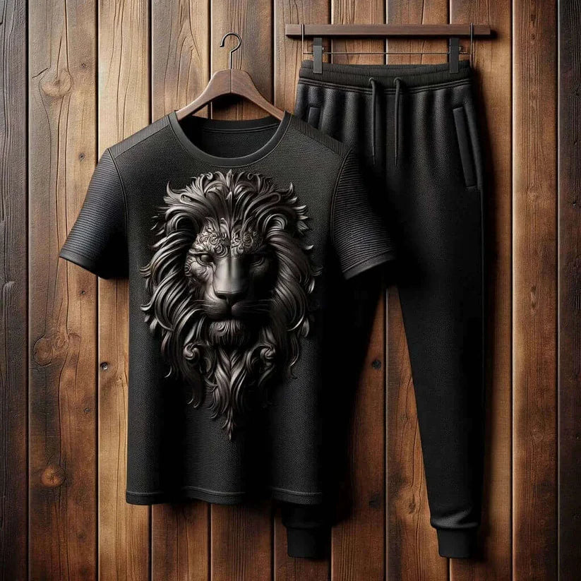Beautiful Black 3D Lion Comfort Tracksuit