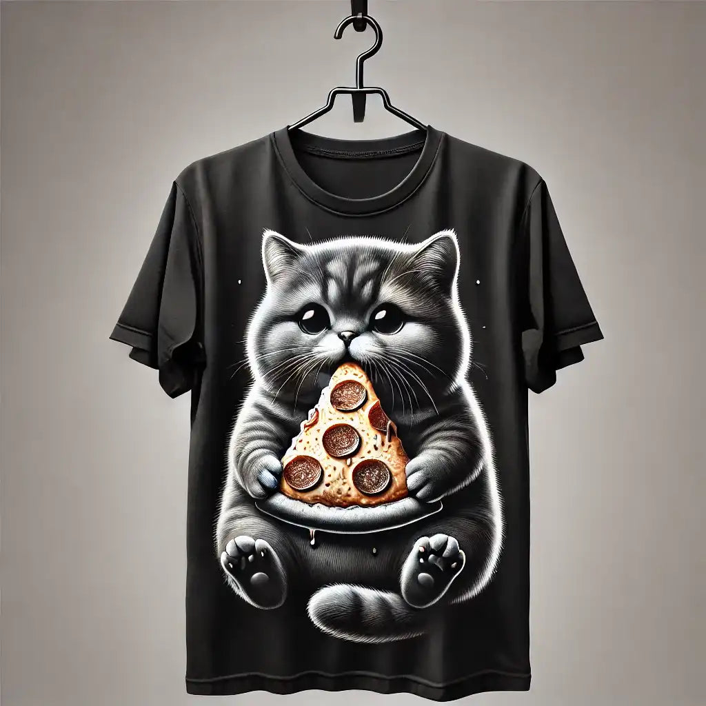 Pizza Time with Cat T-Shirt for Men & Women