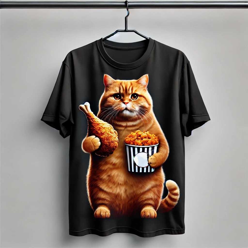 Fried Chicken Lover Cat T-Shirt for Men & Women