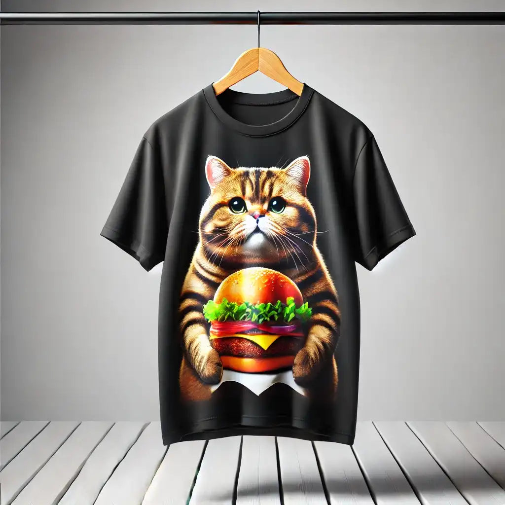 Burger Time with Cat T-Shirt
