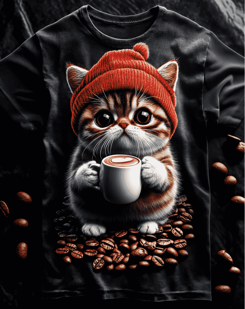 Lovely Coffee Lover Cat T-Shirt