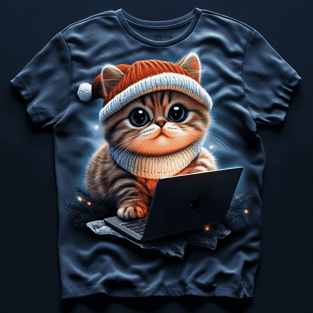 Cat Doing Computer Work Tee