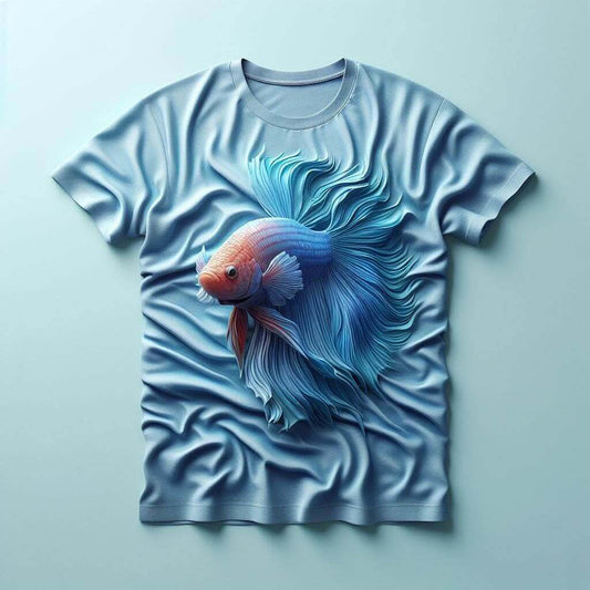 Blue Betta Fish T Shirt Elegant Aquatic Design