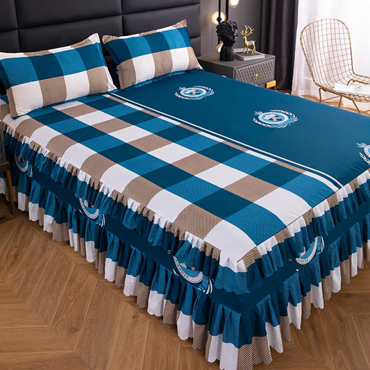 [Comfortable Bedding Set] Three-Piece Bedding Set - Skin-Friendly, Comfortable, And Breathable - Includes a Bed Skirt And Two Pillowcases