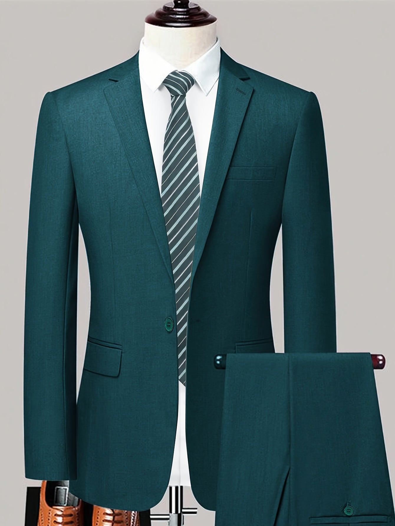 [Lightweight Business Suit] Men's Lightweight Business Suit - Two-Piece Spring/Autumn Suit Jacket with Pockets and Pants (Accessories Not Included)