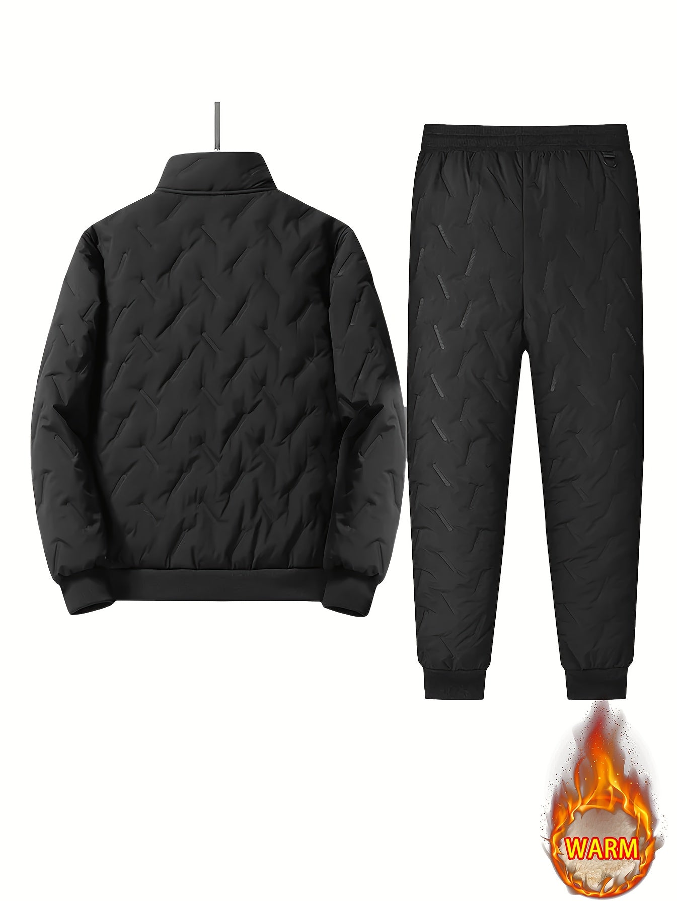 A Two-Piece Men'S Casual Outfit Featuring a Thickened And Fleece-Lined Jacket And Pants, Designed for Winter Sports And Leisure. This Set Includes a Zip-Up Jacket with Warm Lamb Fleece Lining, Suitable for Both Men And Women. It Has Properties