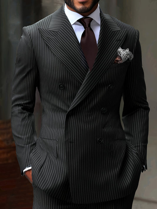 [Striped Suit Jacket] Striped Suit Jacket | Men's Black | Spring & Autumn Wear