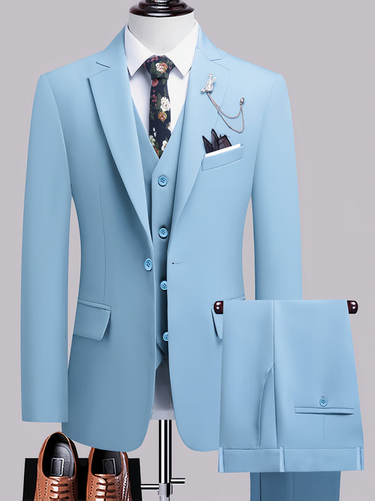 [Weddings Formal Occasions] Men's Stylish Suit, a 3pcs Set Including Jacket, Vest, And Trousers, Suitable for Weddings And Formal Occasions. [Accessories Not Included