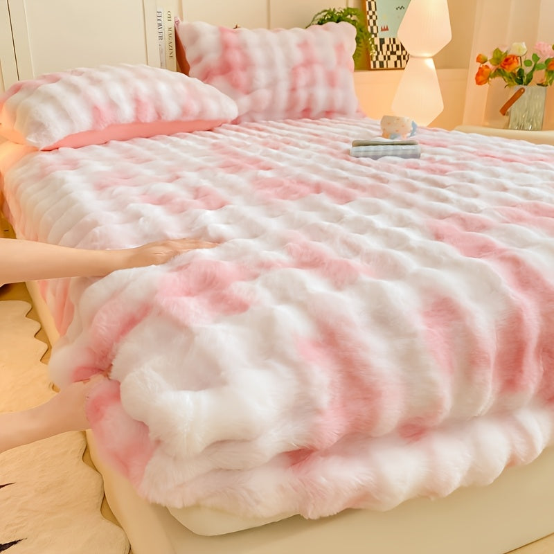 1pc Warm Thick Bubble Fitted Sheet/Mattress Protector 360° Plush Padding/Soft Breathable Moisture-Wicking/Bedding for Cozy Sleep/Plush Padding/Breathable Fabric/Mattress Cover