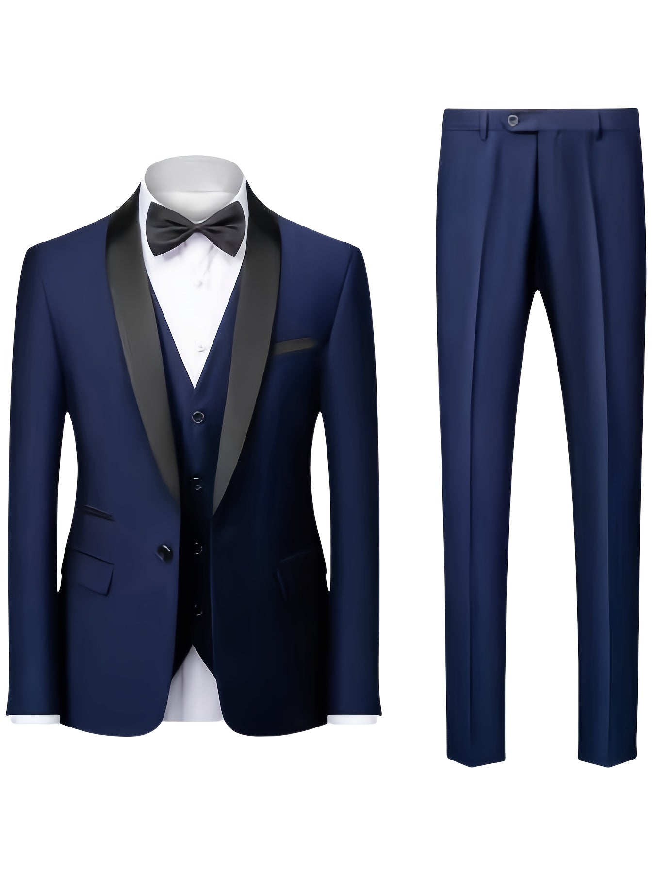 [3pcs Business Suit] 3pcs Men's Business Casual Suit Set | Suit + Vest + Trousers | for Banquet Work and Wedding Wear