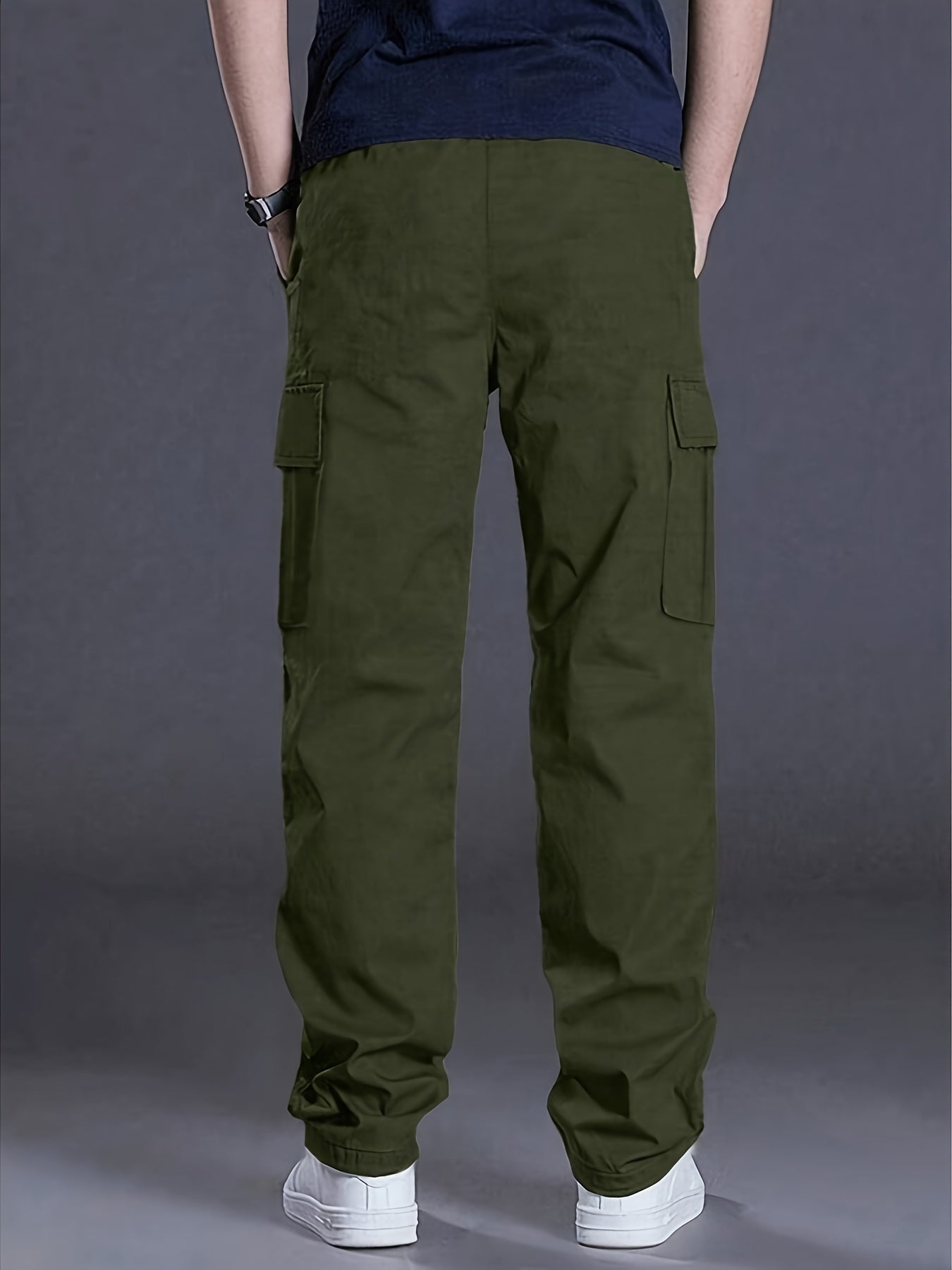 [Heavy-Duty | Multi-Pocket] Heavy-Duty Men's Cargo Pants | Multi-Pocket, Adjustable Drawstring Waist, Straight-Leg | All-Season Outdoor & Workwear, Solid Color, Hand Wash/Dry Clean