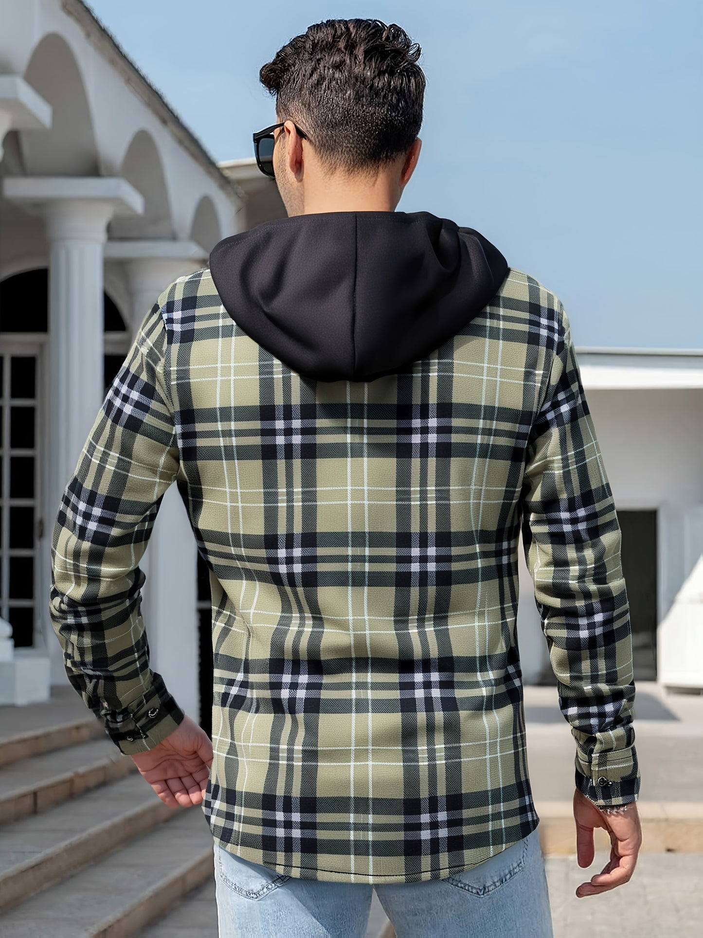 2026 New Men'S Inner Fleece Hoodie Checkered Warm Shirt Coat | Outdoor Sports Hoodie, Retro Maillard Leisure New Year Christmas Gift Recommendation, Elegant Style with Pockets, Long Sleeves, Medium Stretch Fabric