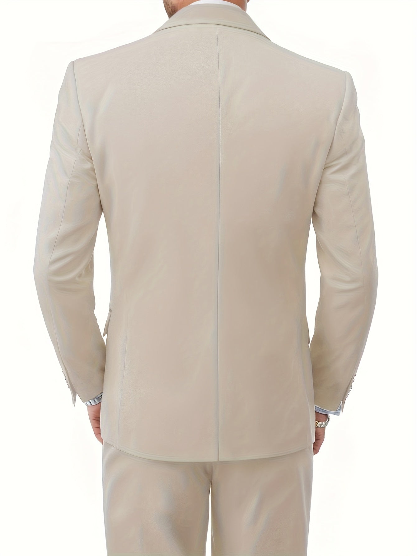 2024 Men'S Fashion New Casual Boutique Business Solid Color Stretch Fabric Double Slit Slim Evening Suit Coat Pants Vest Three Piece Set for Grooms And Best Men Blazers Jacket Trousers Double Breasted Waistcoat 3pcs