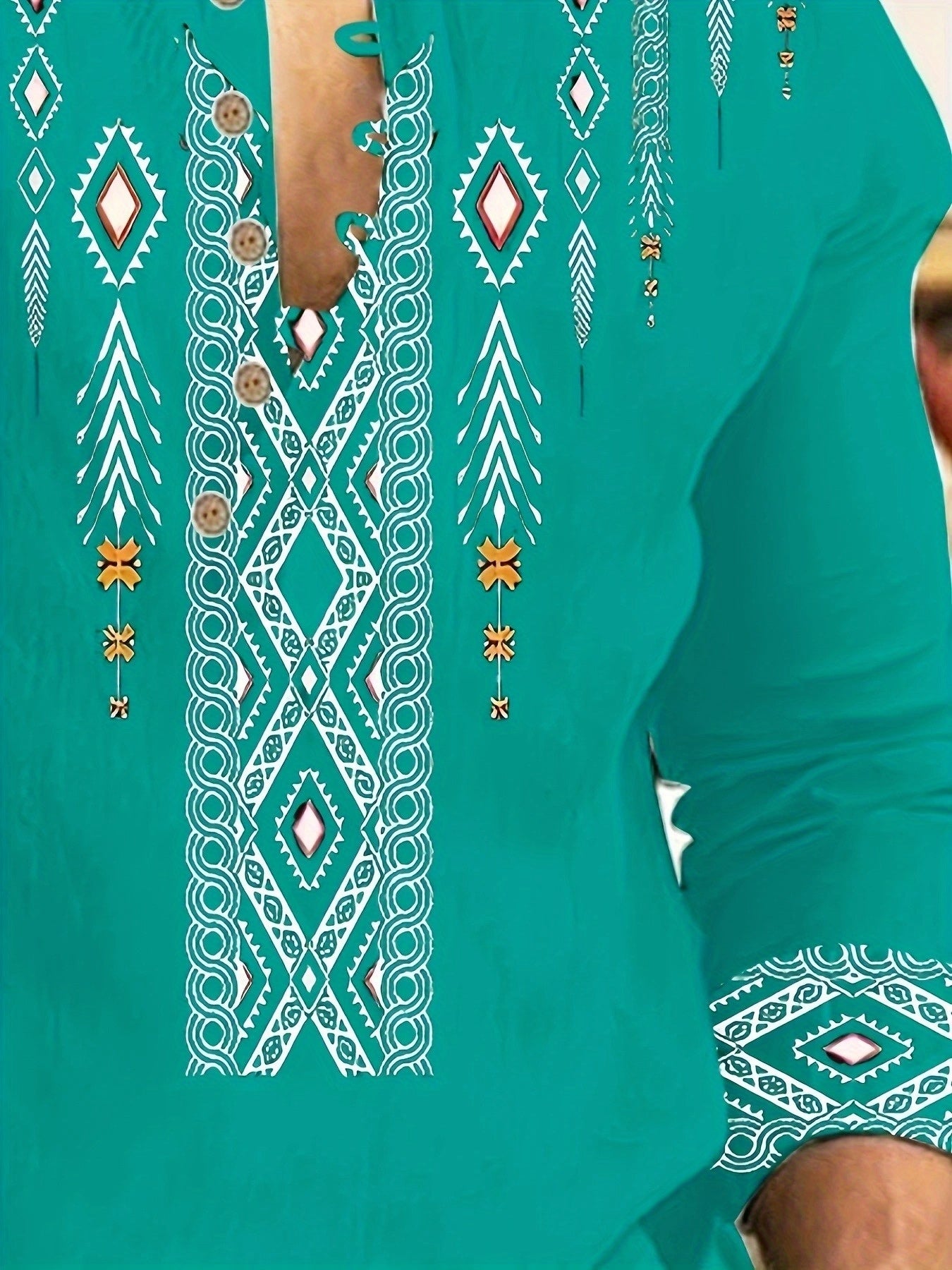 Stylish Long-Sleeve Shirts for Men Featuring Unique Ethnic Print Designs, Plus Size