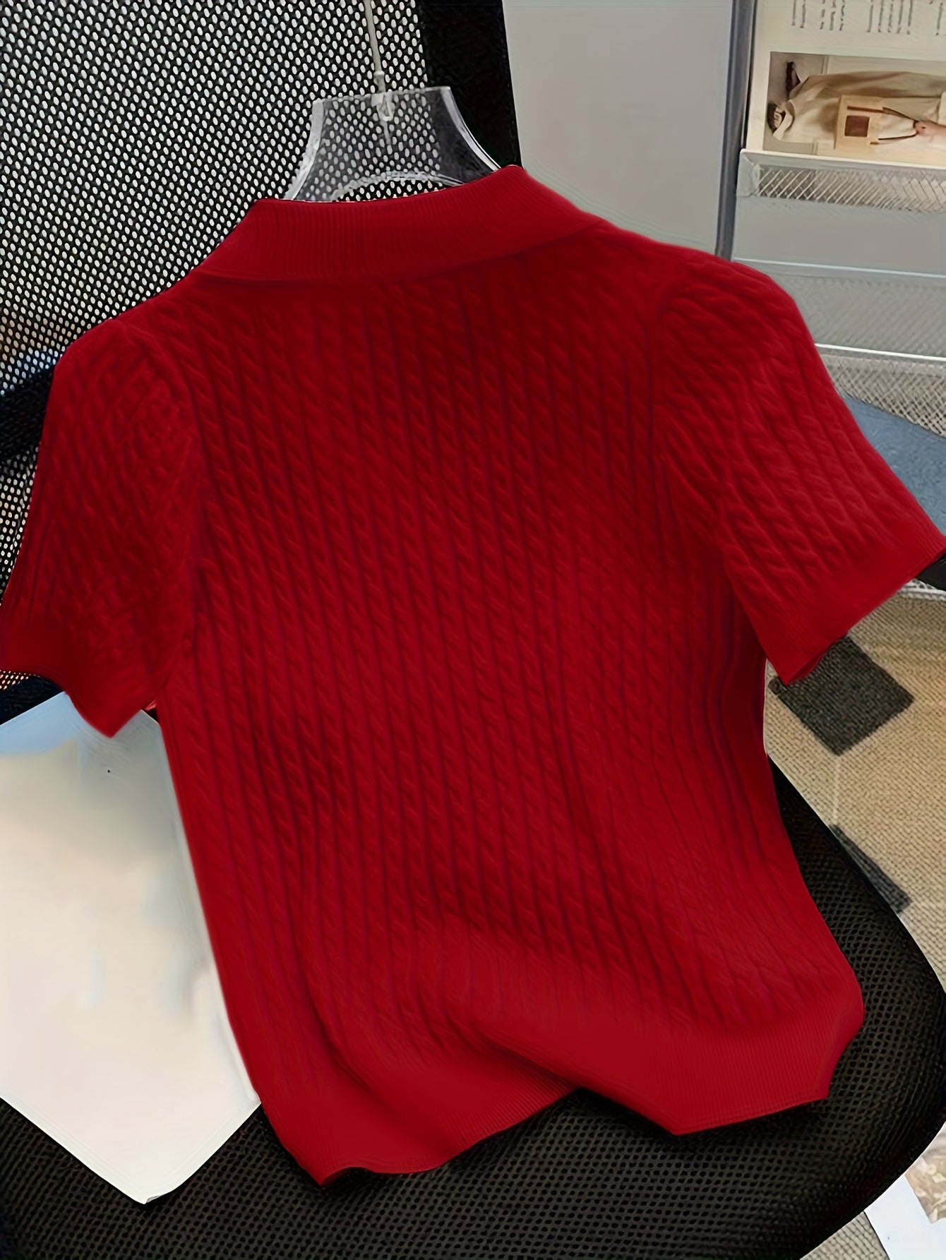 Tenggongchi Directional ZD0411520 Temperament Lapel Top Summer Loose Twist Short-Sleeved T-Shirt (No Additions)