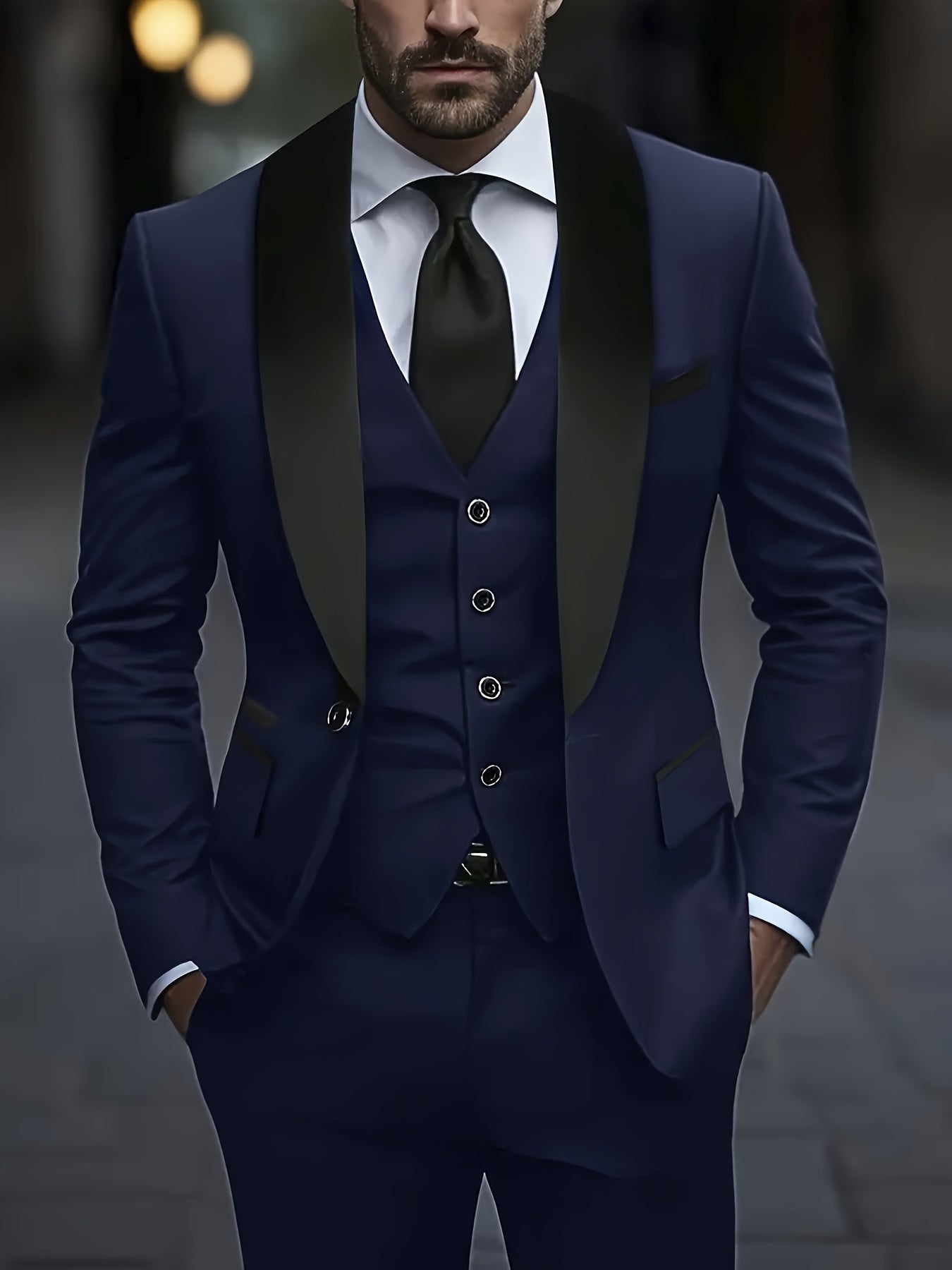 [3pcs Business Suit] 3pcs Men's Business Casual Suit Set | Suit + Vest + Trousers | for Banquet Work and Wedding Wear