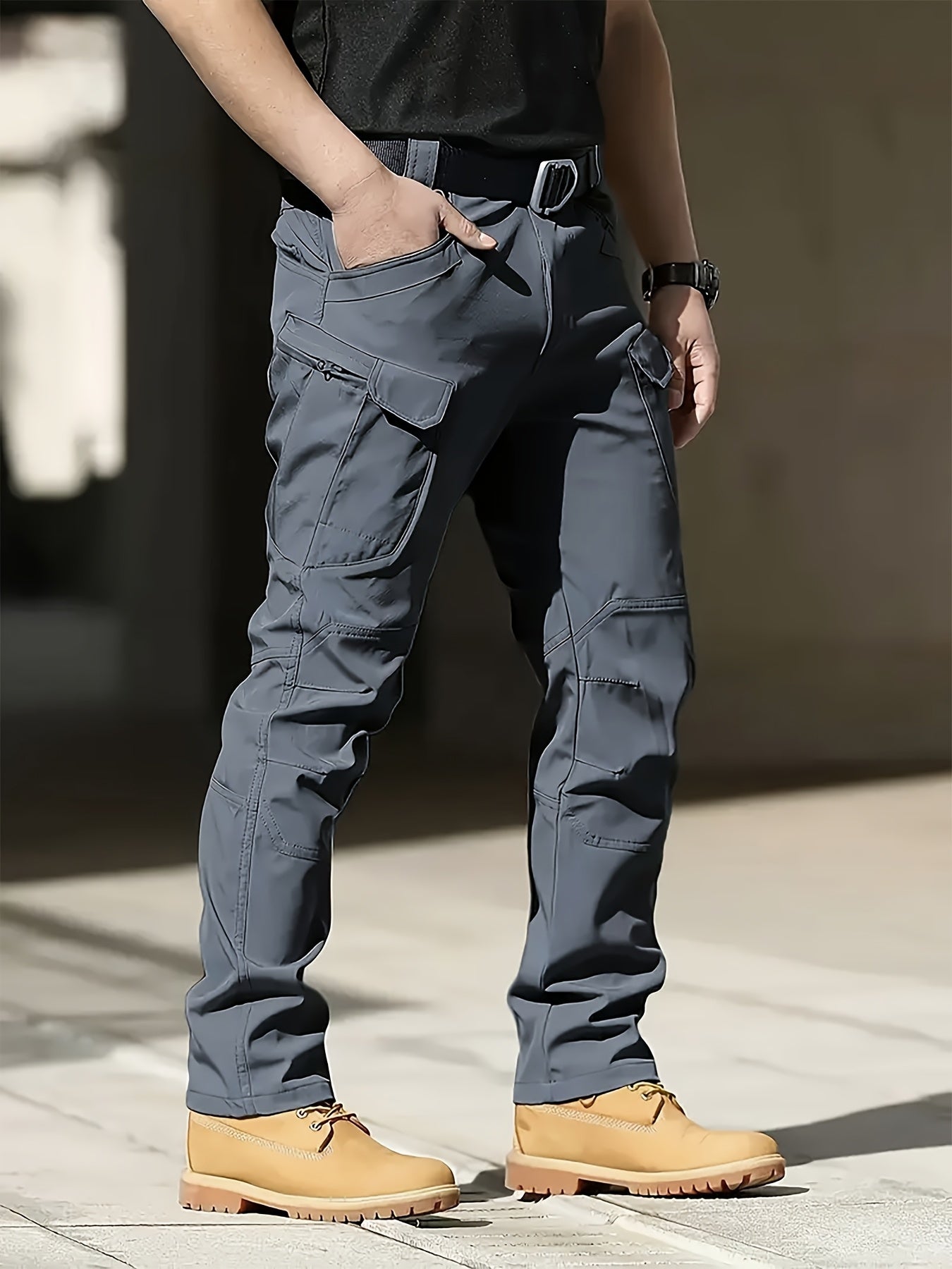 [Comfortable Casual Attire] Tactical Cargo Pants for Men - Stretch Fabric, Multiple Pockets, Elastic Waist - Durable Outdoor Hiking & Casual Workwear - Machine Washable, Regular Fit