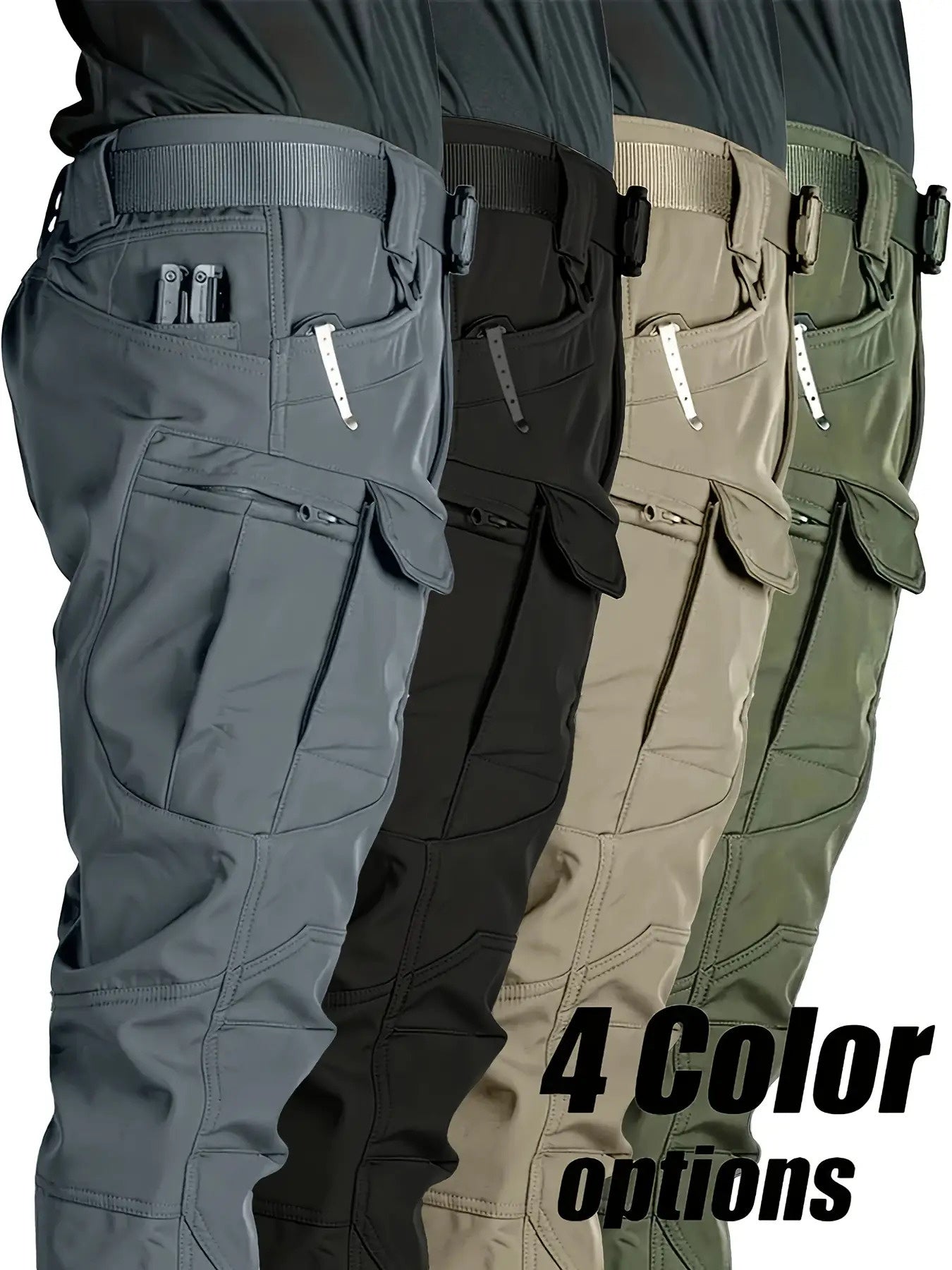 [Comfortable Casual Attire] Tactical Cargo Pants for Men - Stretch Fabric, Multiple Pockets, Elastic Waist - Durable Outdoor Hiking & Casual Workwear - Machine Washable, Regular Fit