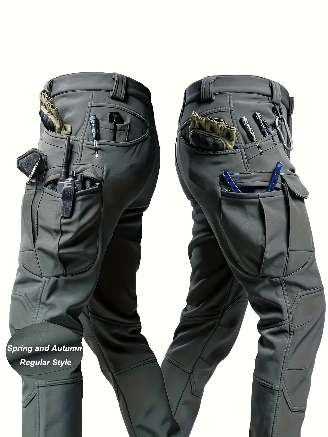 [Comfortable Casual Attire] Tactical Cargo Pants for Men - Stretch Fabric, Multiple Pockets, Elastic Waist - Durable Outdoor Hiking & Casual Workwear - Machine Washable, Regular Fit