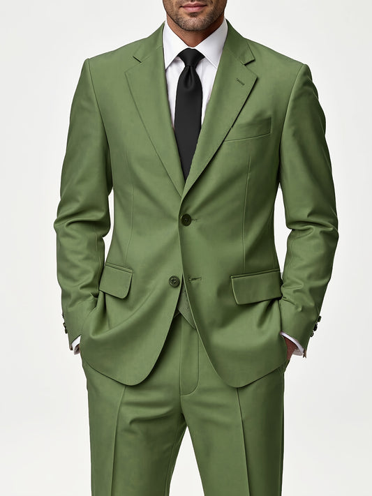 [Three-Piece Business Suit] Men's Fashion Classic Solid Color Double-Breasted Business Suit Three-Piece Set, Suit Jacket + Vest + Trousers