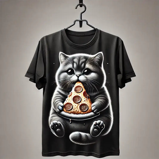 Pizza Time with Cat T-Shirt for Men & Women