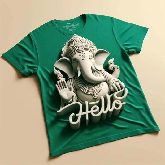 Lord Ganesh Divine Wisdom Green T-Shirt