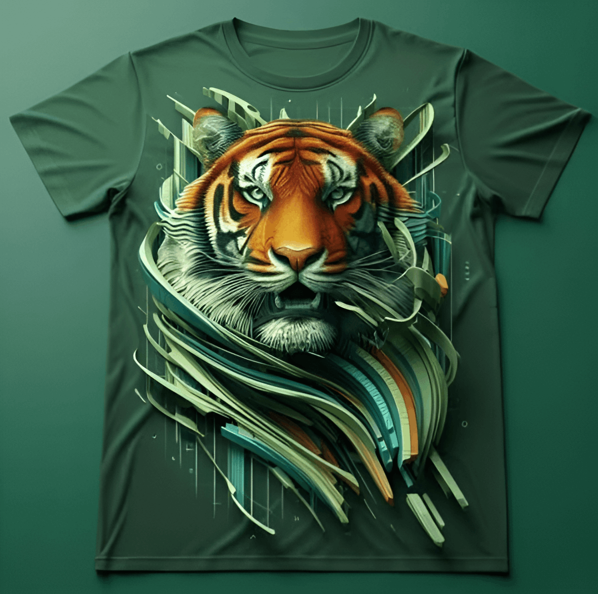 Wild Leader Spirit Green Abstract Lion T-Shirt