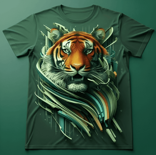 Wild Leader Spirit Green Abstract Lion T-Shirt