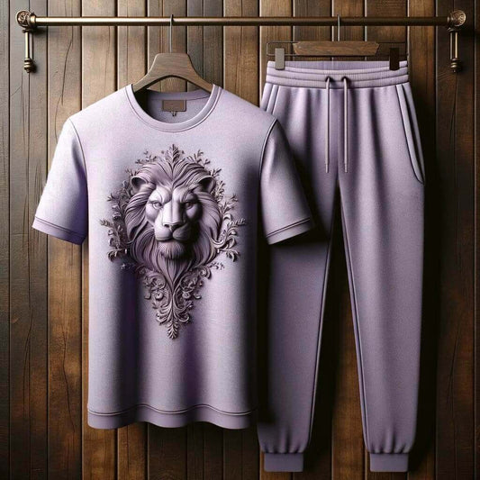 Lavender Luxe Lion Design Tracksuit