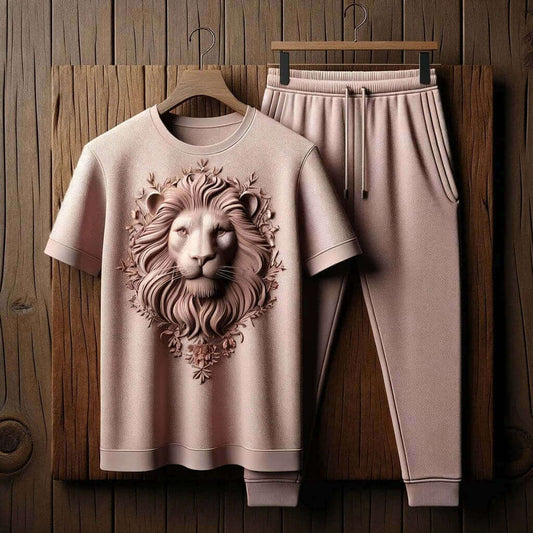 Light Pink Lion Elegant Design Tracksuit