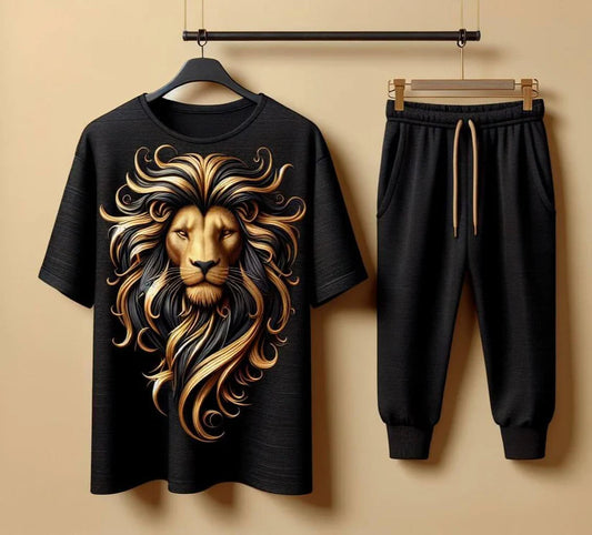 Lion Golden Black T-Shirt and Track Pant