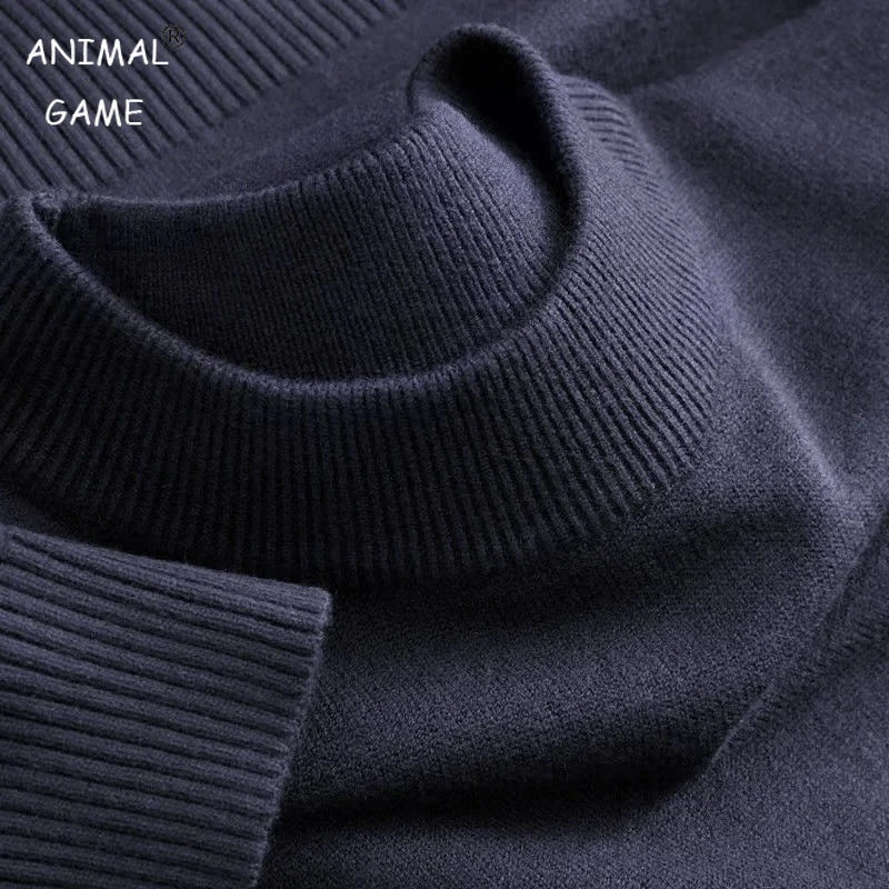 Autumn Mens Casual Mock Turtleneck Sweaters Long Sleeve Thermal Knitted Pullover Sweater Basic Knit Coat Tops Woolen Outerwear