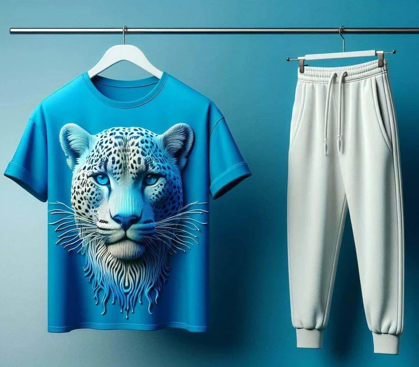 Skyblue Ethereal Butterfly Tracksuit Captivating T-Shirt & Pant