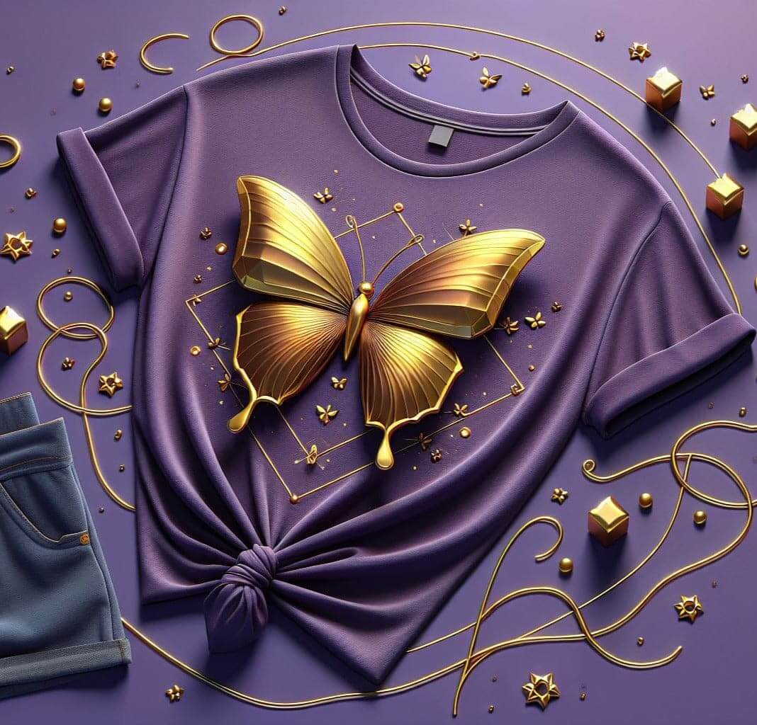 Glow with Pride Purple Golden Butterfly Women T-Shirt