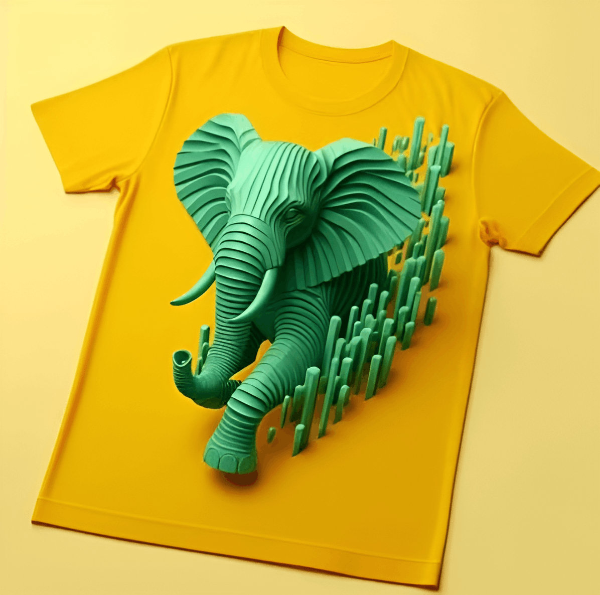 Unstoppable Strength Yellow Abstract Elephant T-Shirt