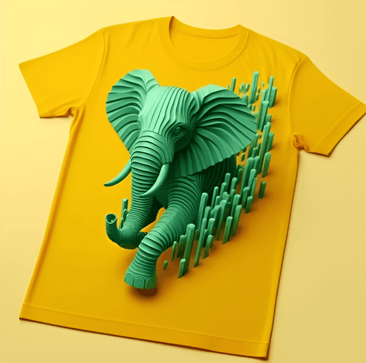 Unstoppable Strength Yellow Abstract Elephant T-Shirt