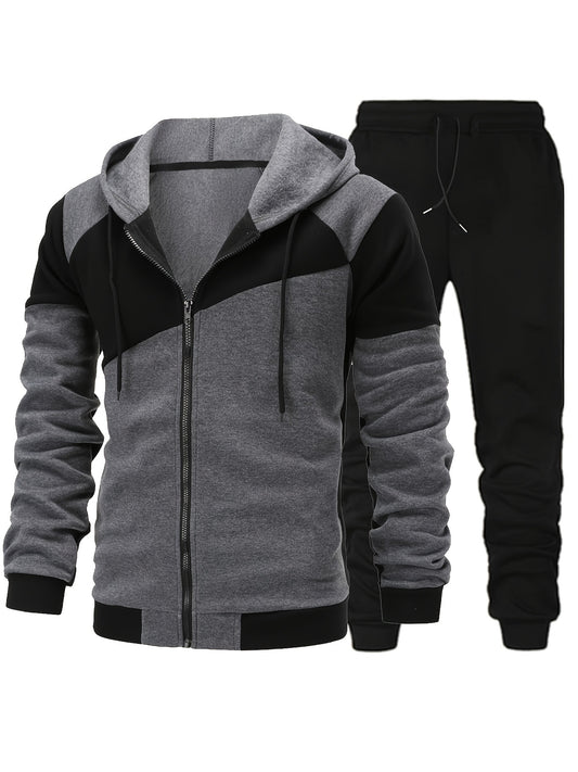 Autumn/Winter New Men's Zip-Up Hooded Sweatshirt Set Sweatshirt Men's Casual Sportswear Set