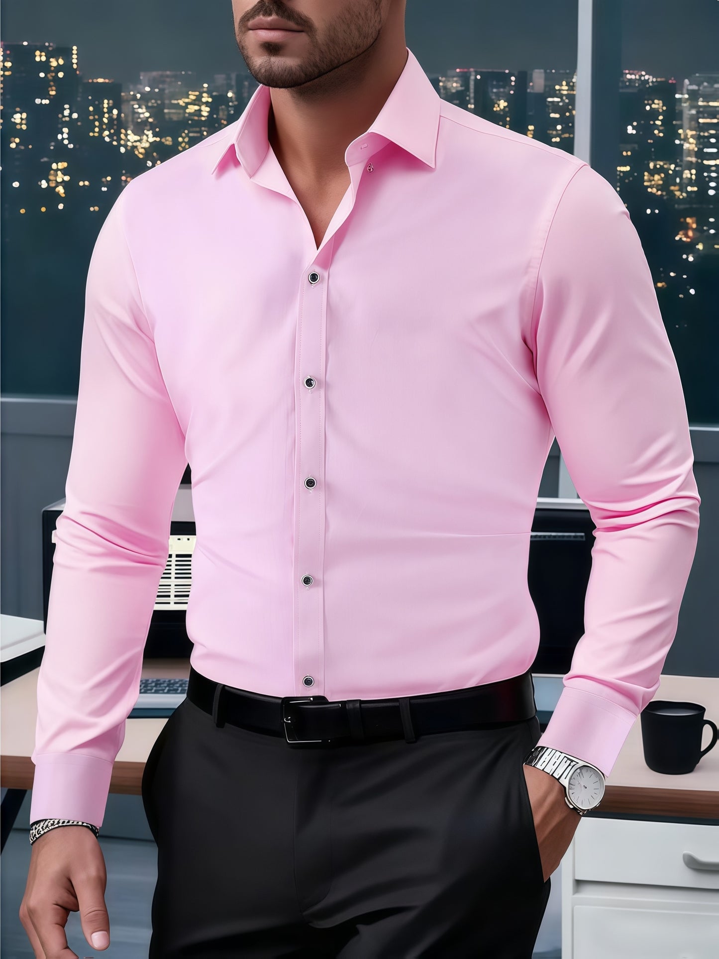 Stylish And Sophisticated Long-Sleeve Shirt for Men, Featuring a Business Collar, Perfect for Autumn And Casual Wear