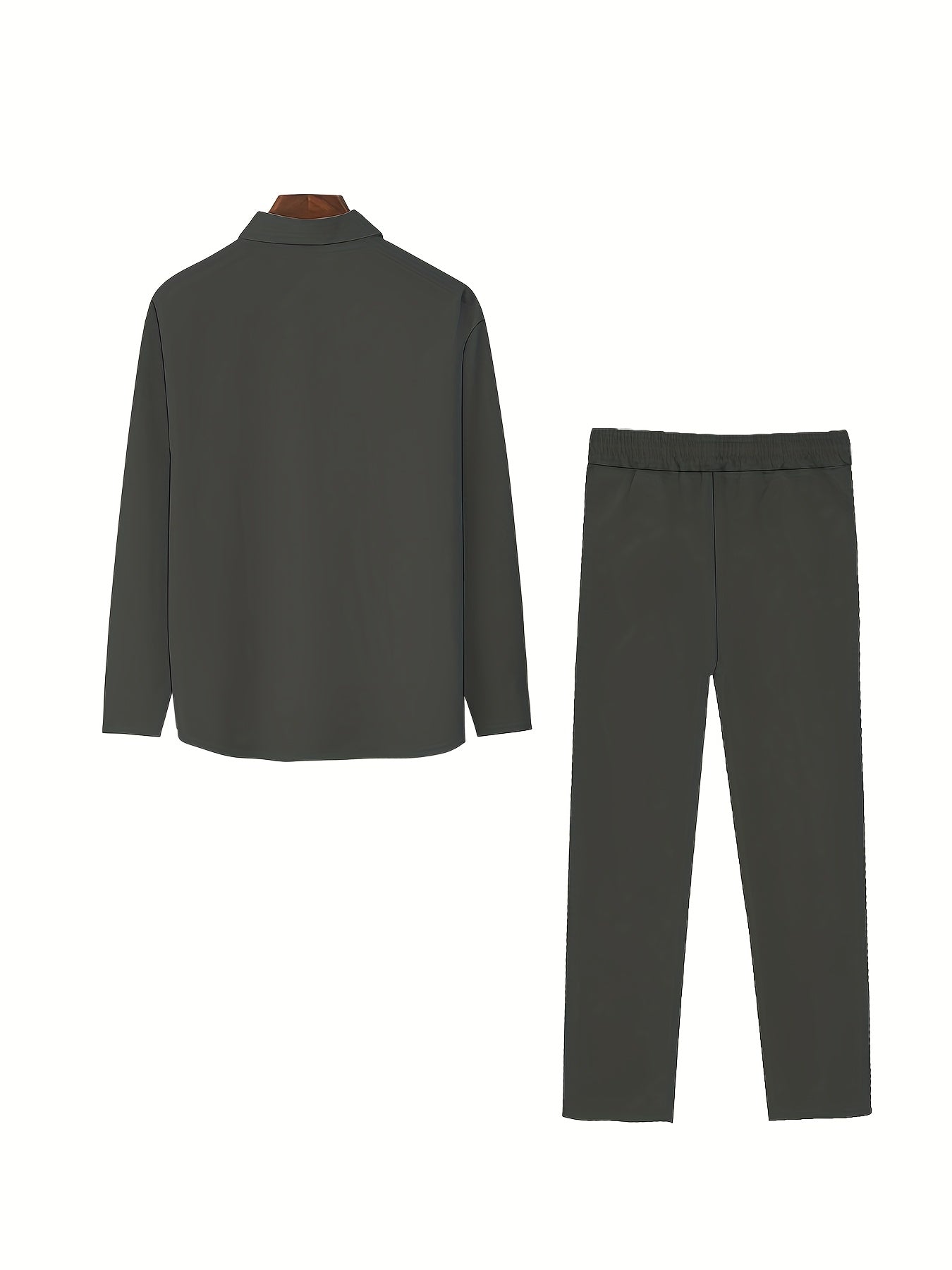 [Men's Casual Shirt Set] Men's smart casual classic striped pattern digital print, long-sleeved shirt with casual trouser set, suitable for everyday casual holiday set