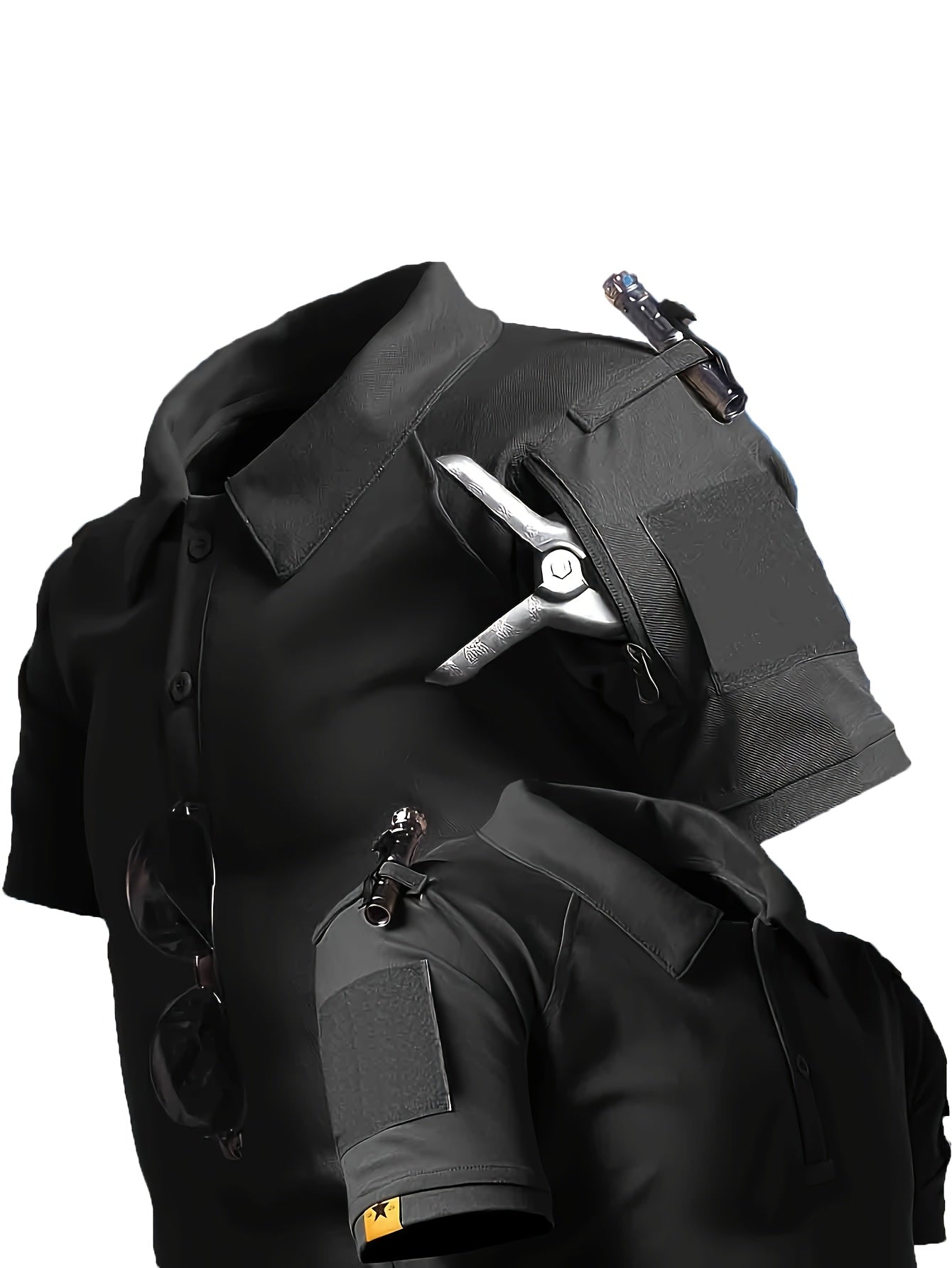 [Men's Quick-Dry Shirt] Quick-Dry Tactical T-Shirt | Men's Outdoor Sports & Casual Wear | Three Buttons, Comfortable Breathable Thin Top