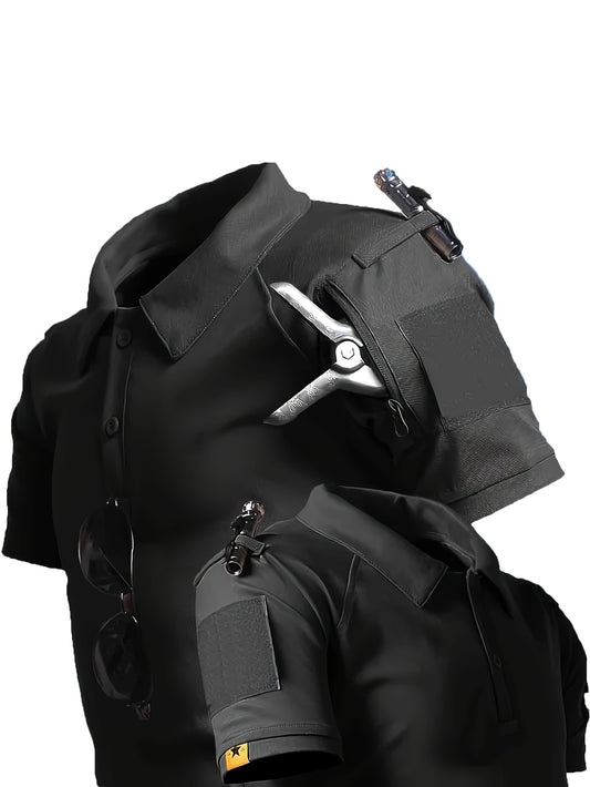 [Men's Quick-Dry Shirt] Quick-Dry Tactical T-Shirt | Men's Outdoor Sports & Casual Wear | Three Buttons, Comfortable Breathable Thin Top