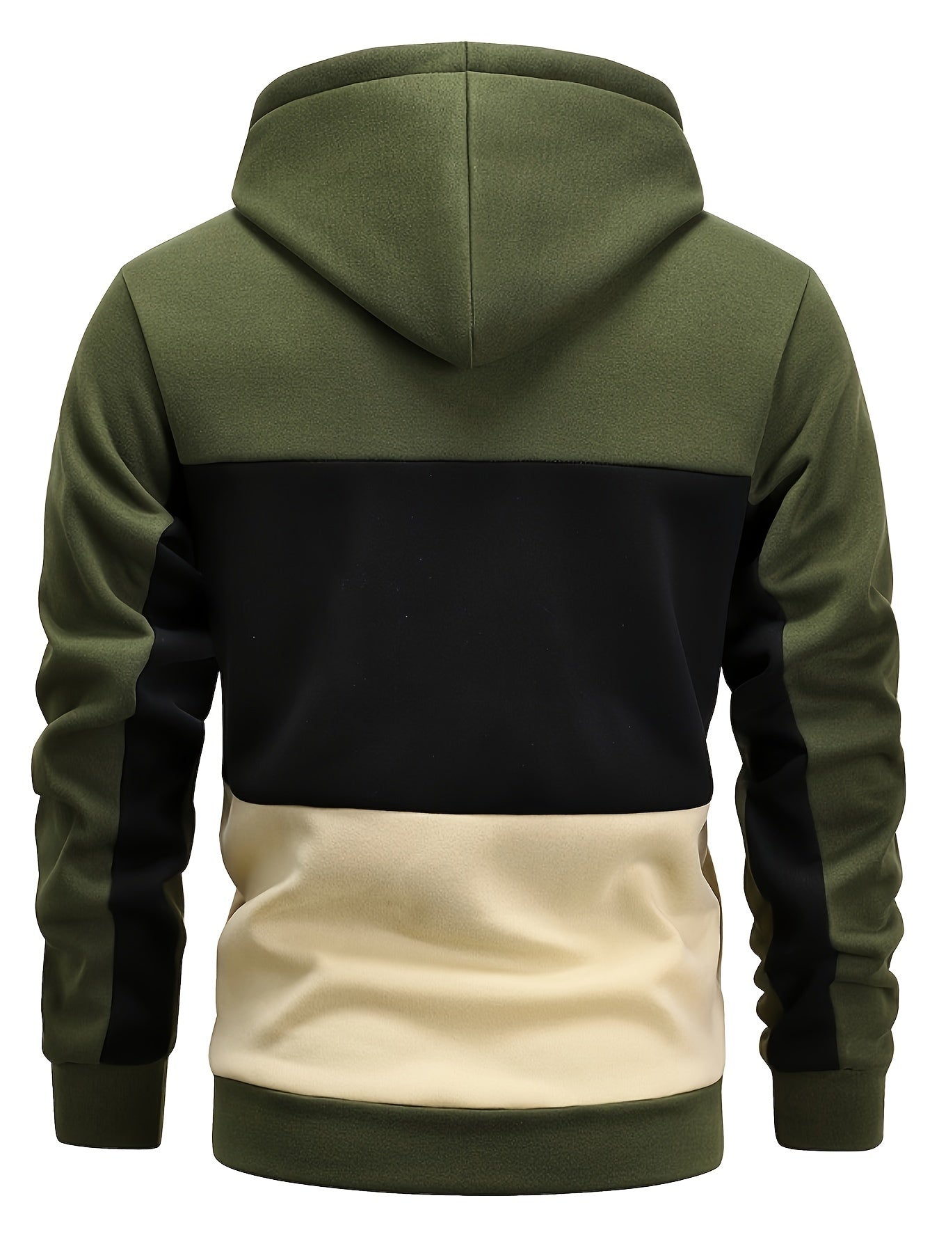 [Color Block Hoodie] Men's Color Block Hoodie - Casual Pullover with Kangaroo Pocket, Long Sleeve, Machine Washable