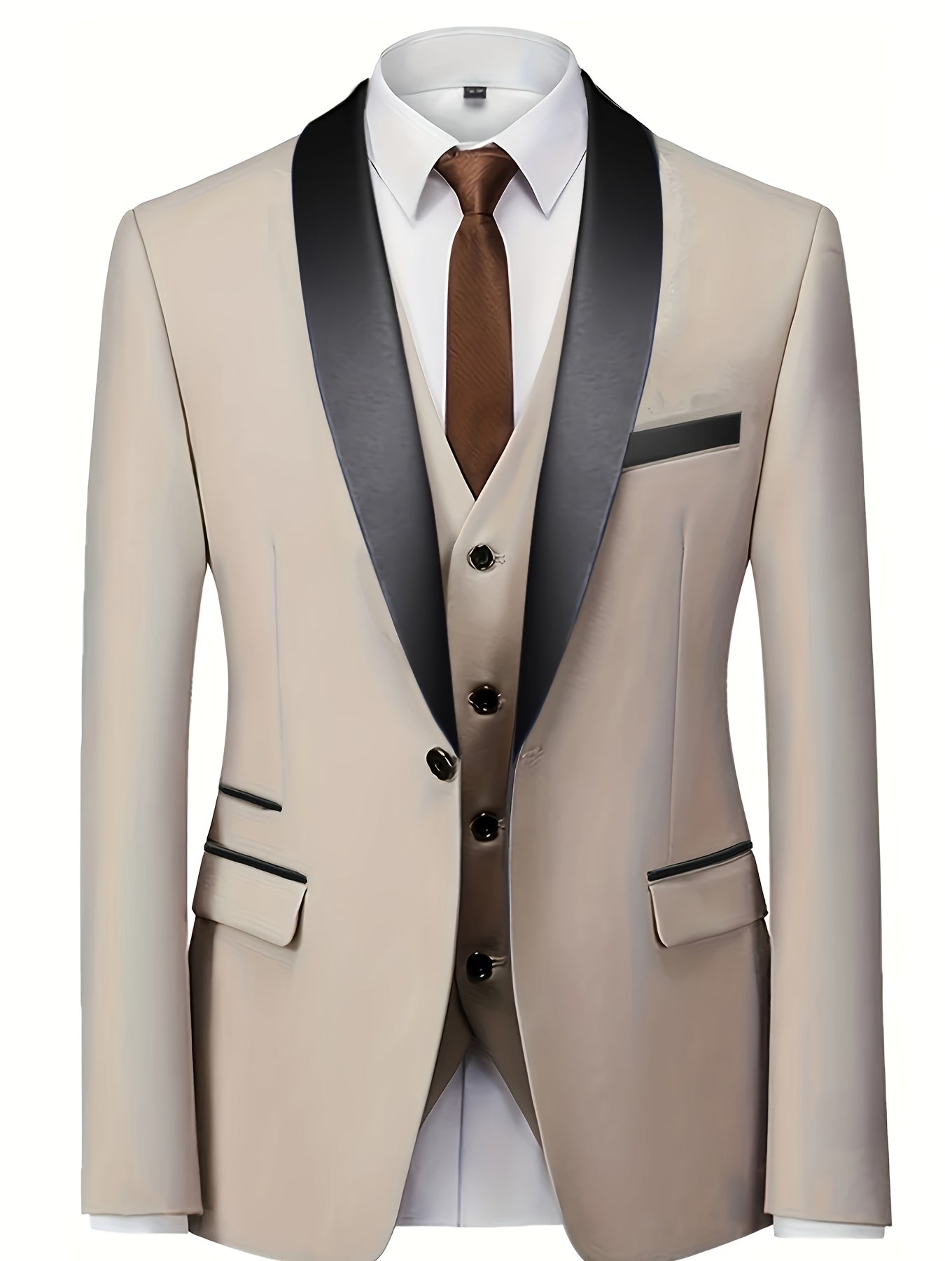 3pcs Men'S Suit Set | Elegant and Fashionable, Ideal for Weddings, Business, and Parties, Includes Blazer, Vest, and Pants