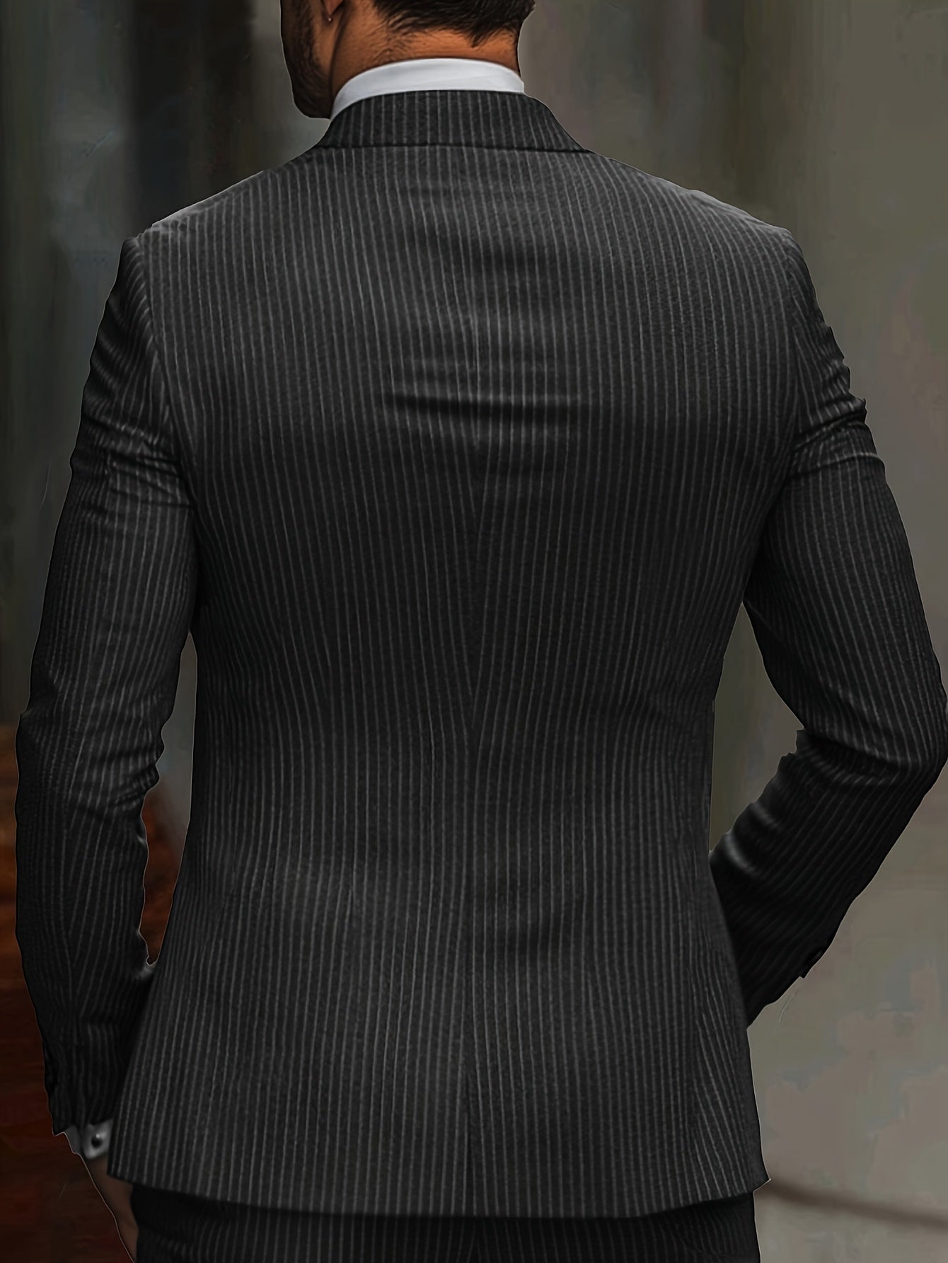 [Striped Suit Jacket] Striped Suit Jacket | Men's Black | Spring & Autumn Wear