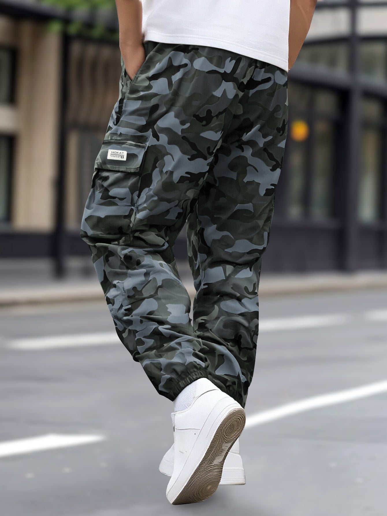 HIDKAT Men's Camo Work Pants - Heavy-Duty Multi-Pocket Cargo Trousers with Camouflage, Loose-Fit for Outdoor Hiking, Camping | - Casual Pants (Spring, Summer, Fall) | Non-Stretch Fabric