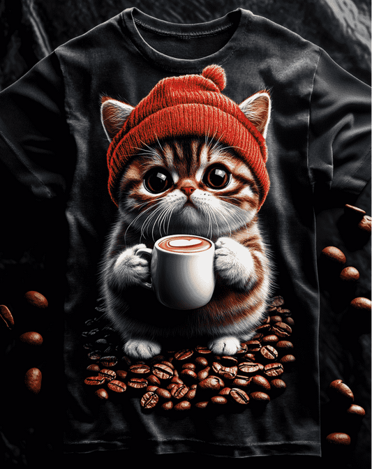 Lovely Coffee Lover Cat T-Shirt