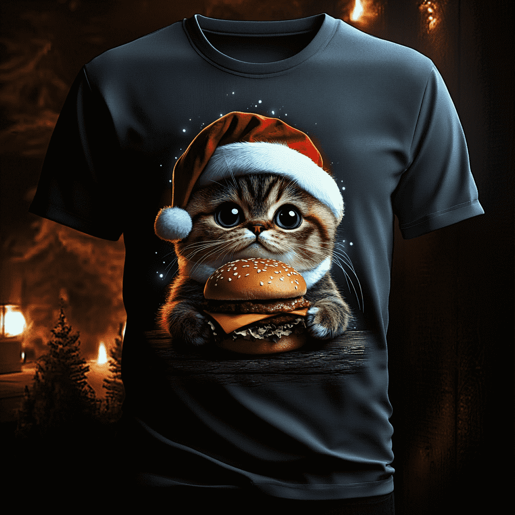 Christmas Kitty Burger Delight Tee