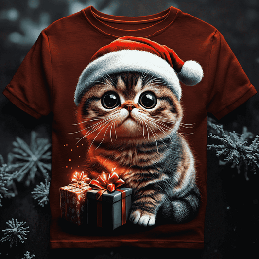 Christmas Cat Festive Red Tee