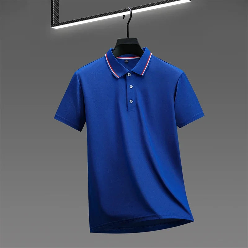 2025 New Men's Casual Solid Color Short Sleeved Polo Shirt Summer Fashionable and Comfortable Versatile Top